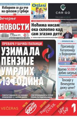 Večernje novosti - broj 3170, 27. feb 2019.