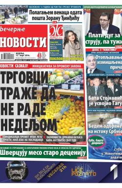 Večernje novosti - broj 1829, 13. mar 2016.