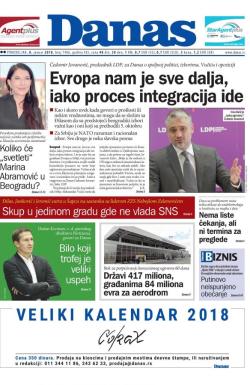 Danas - broj 7406, 8. jan 2018.