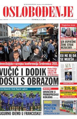 Oslobođenje - broj 24.772, 12. nov 2015.