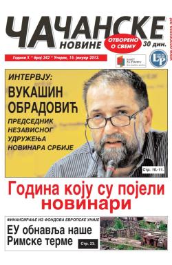 Čačanske novine - broj 342, 15. jan 2013.