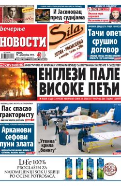 Večernje novosti - broj 1121, 14. dec 2013.