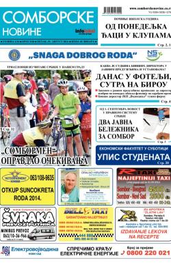 Somborske novine - broj 3140, 29. avg 2014.