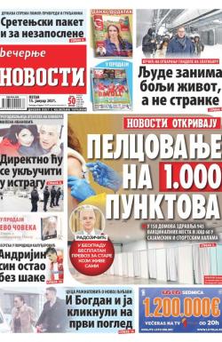 Večernje novosti - broj 3834, 15. jan 2021.