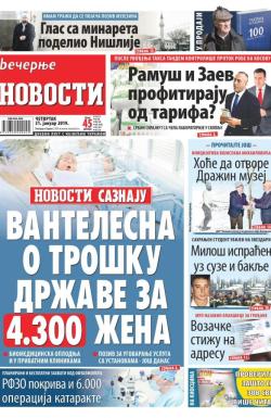 Večernje novosti - broj 3144, 31. jan 2019.