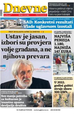 Dnevne novine - broj 3166, 3. dec 2021.