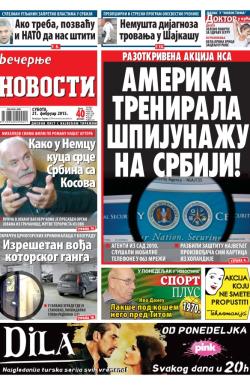 Večernje novosti - broj 1447, 21. feb 2015.