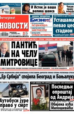 Večernje novosti - broj 1109, 2. dec 2013.