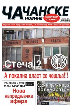 Čačanske novine - broj 663, 17. sep 2019.