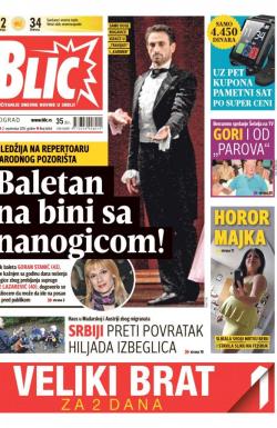 Blic - broj 6664, 2. sep 2015.