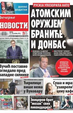 Večernje novosti - broj 4439, 23. sep 2022.