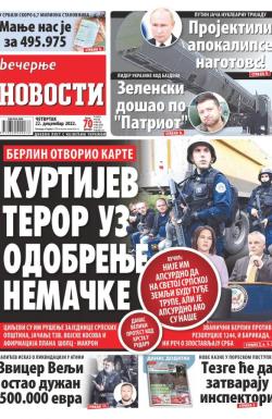 Večernje novosti - broj 4528, 22. dec 2022.