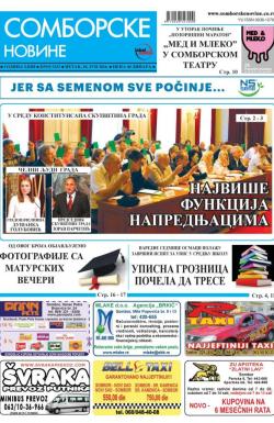Somborske novine - broj 3233, 10. jun 2016.