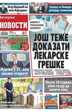 Večernje novosti - broj 1921, 15. jun 2016.