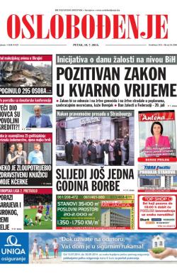 Oslobođenje - broj 24.290, 18. jul 2014.