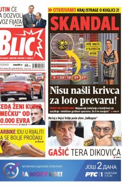 Blic - broj 6722, 30. okt 2015.