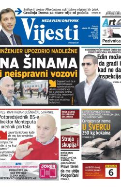 Vijesti - broj 6350, 28. nov 2015.