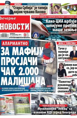 Večernje novosti - broj 2830, 24. dec 2017.
