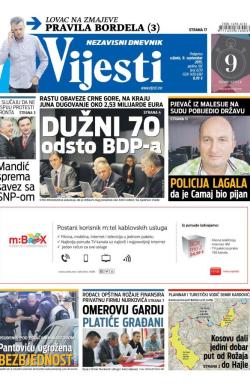 Vijesti - broj 6270, 9. sep 2015.
