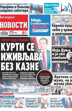 Večernje novosti - broj 4262, 26. mar 2022.