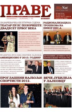 Prave novine, Lazarevac - broj 59, 18. jan 2013.