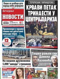 Večernje novosti - broj 1713, 14. nov 2015.