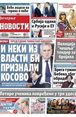 Večernje novosti - broj 1734, 5. dec 2015.