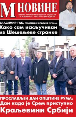 M Novine, Sr. Mitrovica - broj 832, 29. nov 2017.