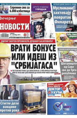 Večernje novosti - broj 1699, 31. okt 2015.