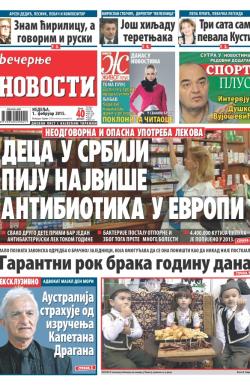 Večernje novosti - broj 1428, 1. feb 2015.