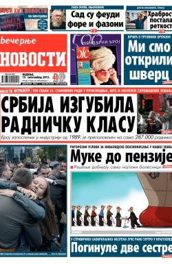Večernje novosti - broj 1031, 15. sep 2013.