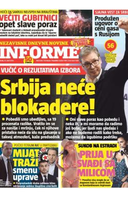 Informer - broj 4245, 31. mar 2026.