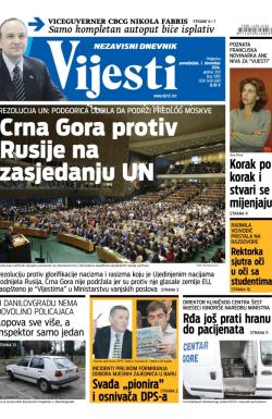 Vijesti - broj 5993, 1. dec 2014.