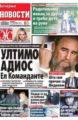 Večernje novosti - broj 2084, 27. nov 2016.