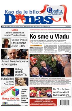 Danas - broj 5366, 8. jun 2012.