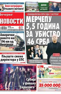 Večernje novosti - broj 1888, 13. maj 2016.
