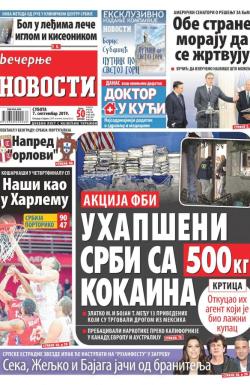 Večernje novosti - broj 3357, 7. sep 2019.