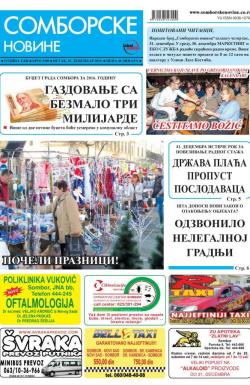 Somborske novine - broj 3209, 25. dec 2015.
